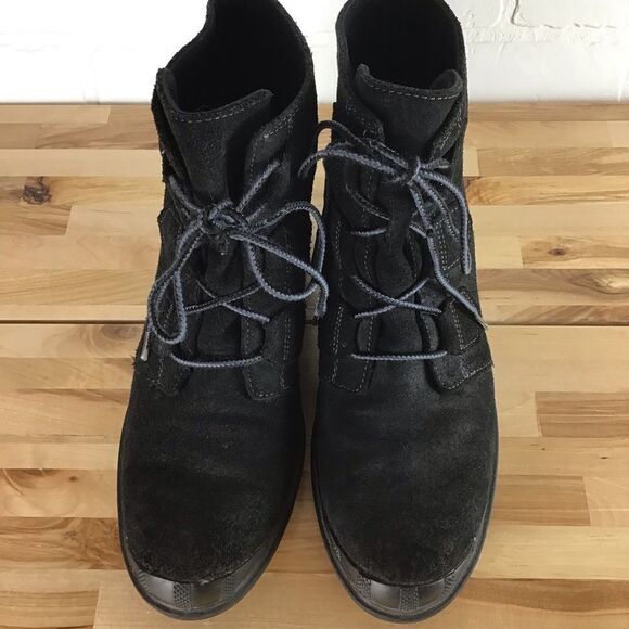 SOREL heeled suede leather boots size 10 platform wedges Normcore Gorpcore - Picture 16 of 16